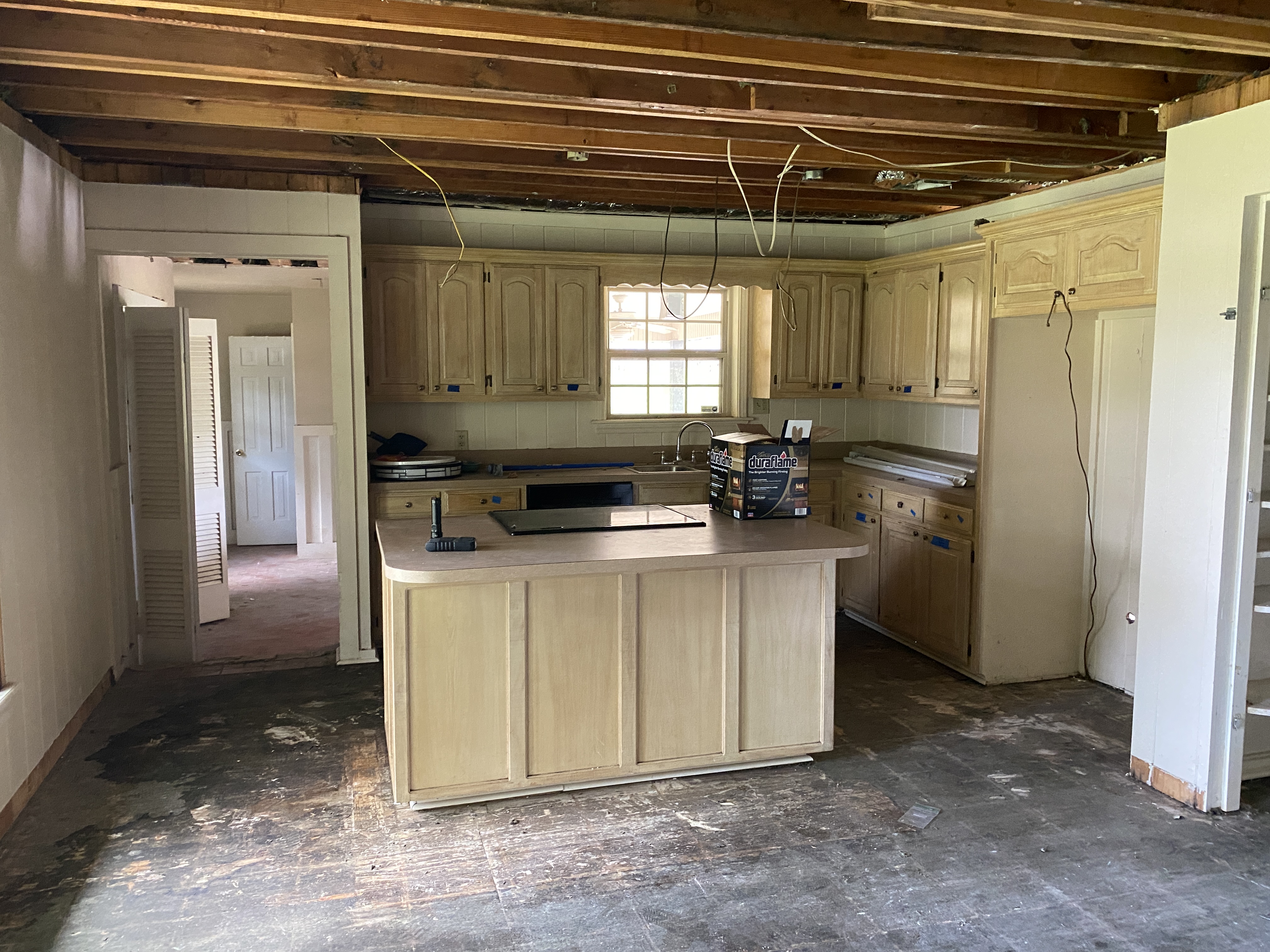 Kitchen opened for inspection and repairs after a water damage claim